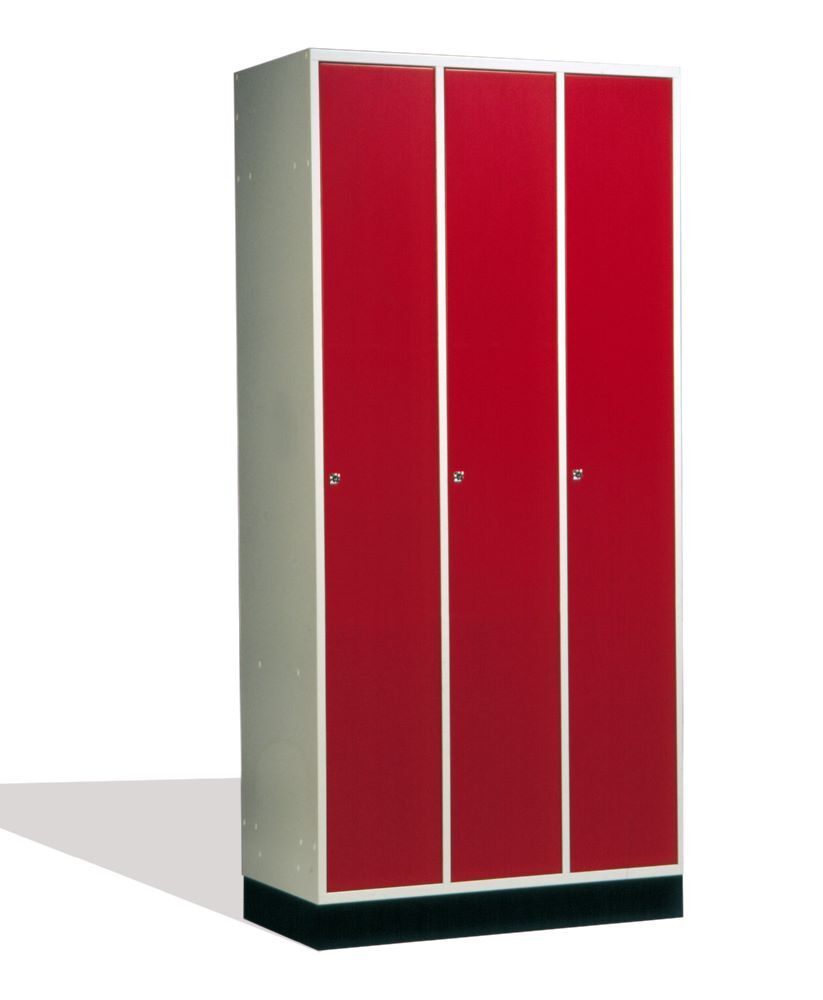 C+P Garderobenspind Intro 3 Abteile 1950 x 920 x 490 mm lichtgrau rubinrot Produktbild C+P Garderobenspind Intro 3 Abteile 1950 x 920 x 490 mm lichtgrau rubinrot