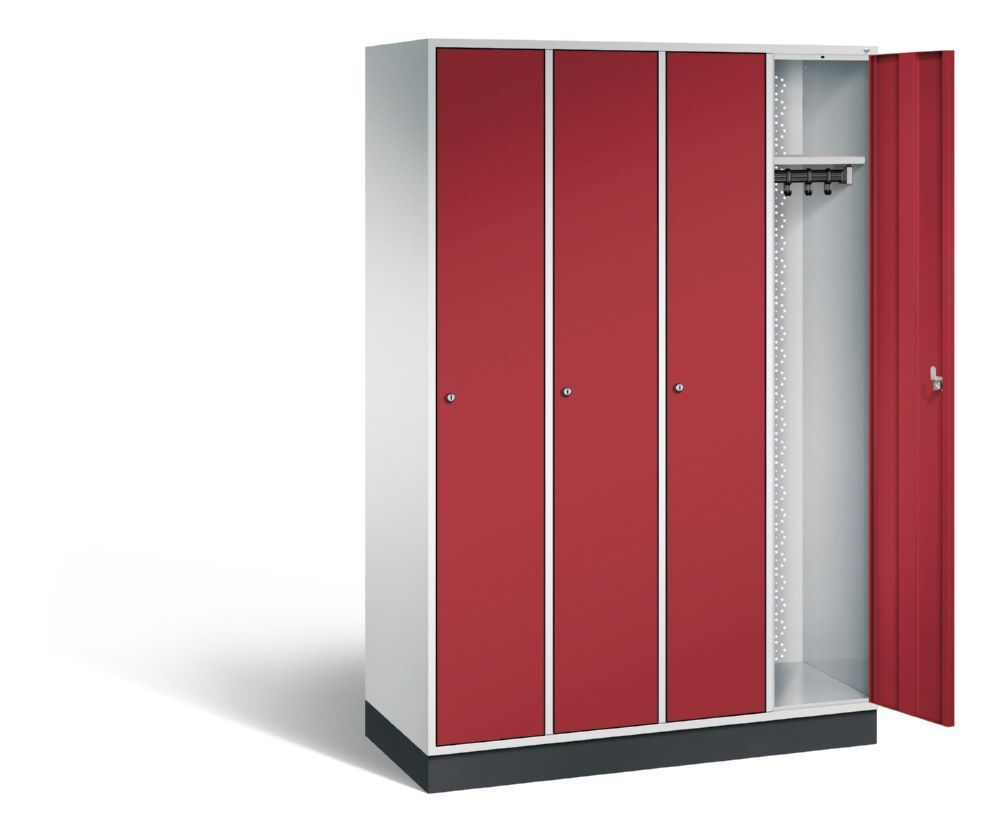 C+P Garderobenspind Intro 4 Abteile 1950 x 1220 x 490 mm lichtgrau rubinrot Produktbild C+P Garderobenspind Intro 4 Abteile 1950 x 1220 x 490 mm lichtgrau rubinrot bild 2