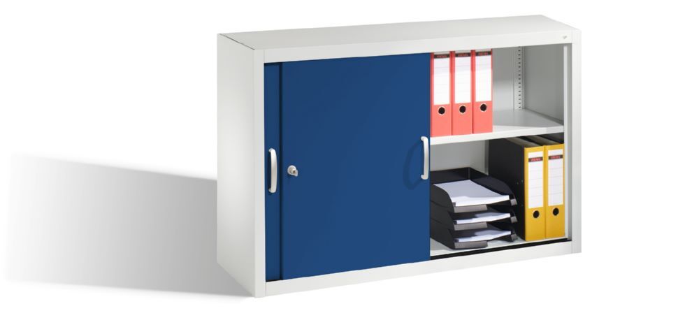 C+P Stahl Schiebetürenschrank Acurado 2000 enzianblau 1200 x 400 x 790 mm Produktbild C+P Stahl Schiebetürenschrank Acurado 2000 enzianblau 1200 x 400 x 790 mm bild 3