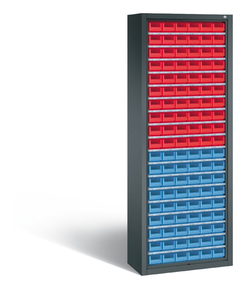 C+P Großes Stahlregal Serie 13 mit 114 Lagerkästen anthrazit 700 x 300 x 1980 mm Produktbild C+P Großes Stahlregal Serie 13 mit 114 Lagerkästen anthrazit 700 x 300 x 1980 mm