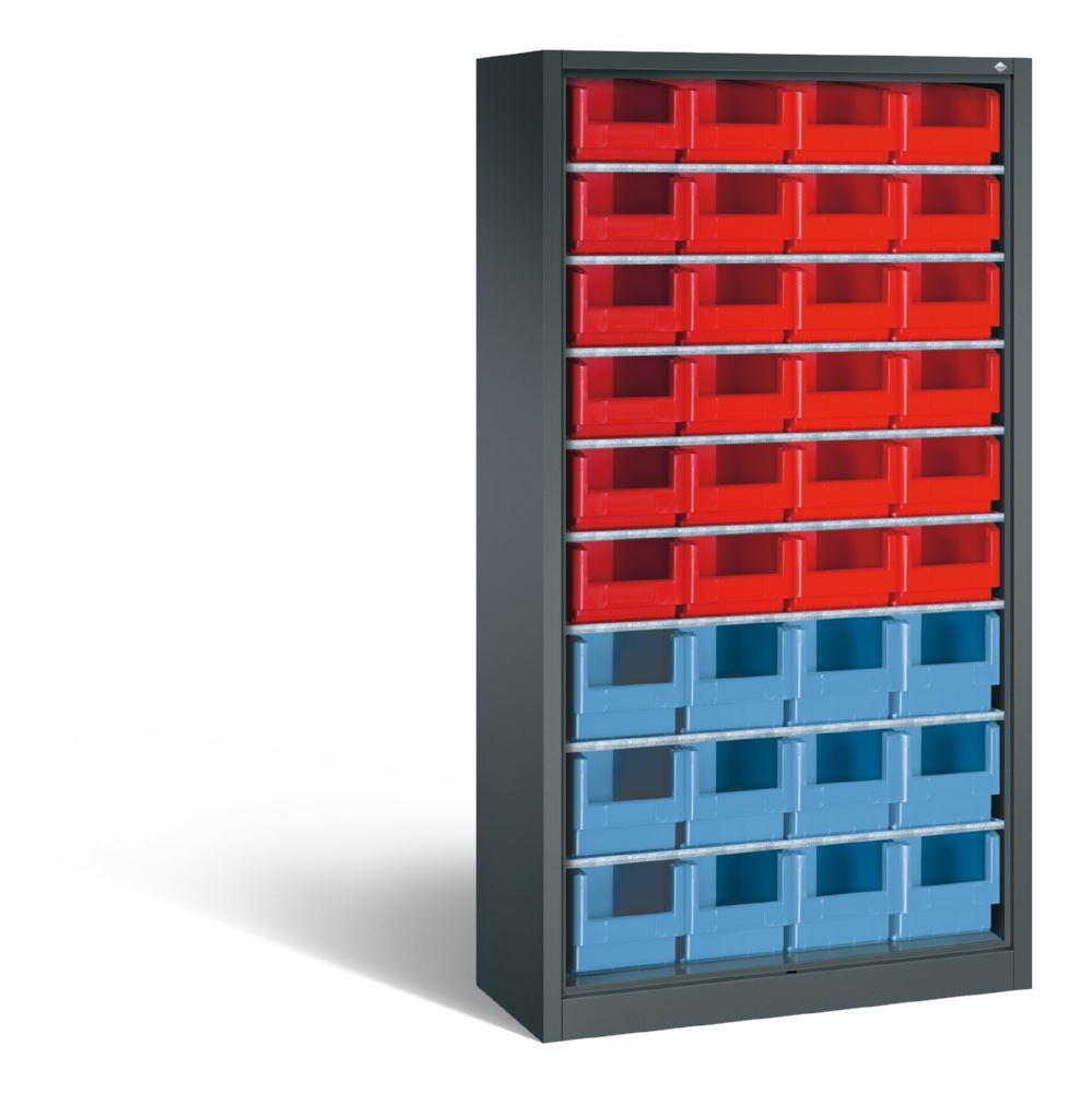 C+P Stahlregal Serie 13 insgesamt 36 Lagerkästen anthrazit 1000 x 420 x 1980 mm Produktbild C+P Stahlregal Serie 13 insgesamt 36 Lagerkästen anthrazit 1000 x 420 x 1980 mm