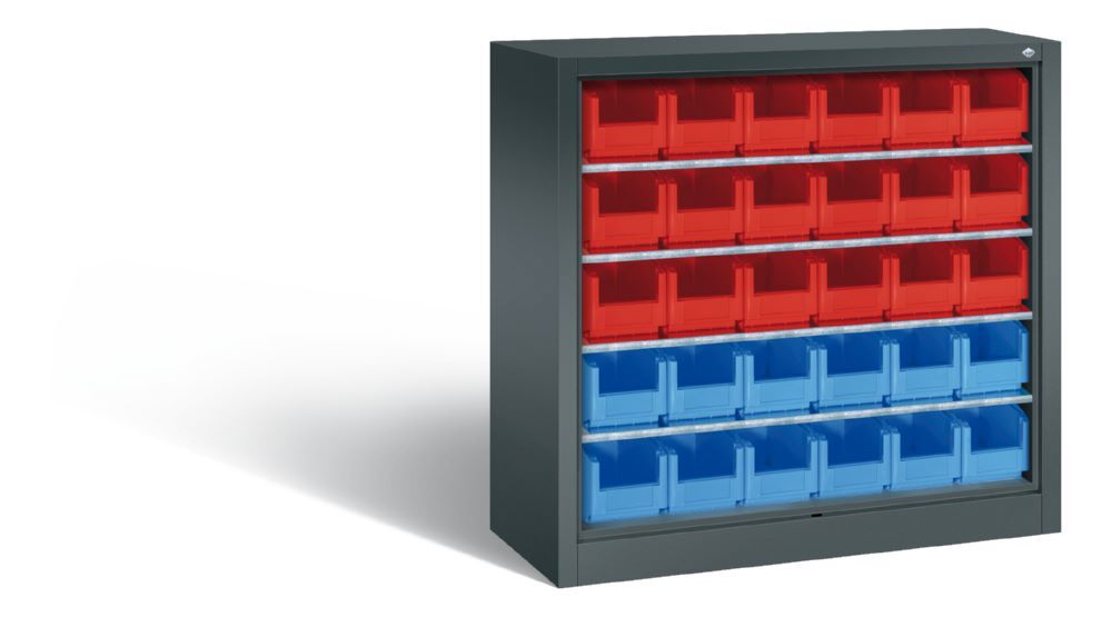 C+P Magazinregal Serie 13 mit 30 Sichtlagerkästen anthrazit 1000 x 420 x 1000 mm Produktbild C+P Magazinregal Serie 13 mit 30 Sichtlagerkästen anthrazit 1000 x 420 x 1000 mm