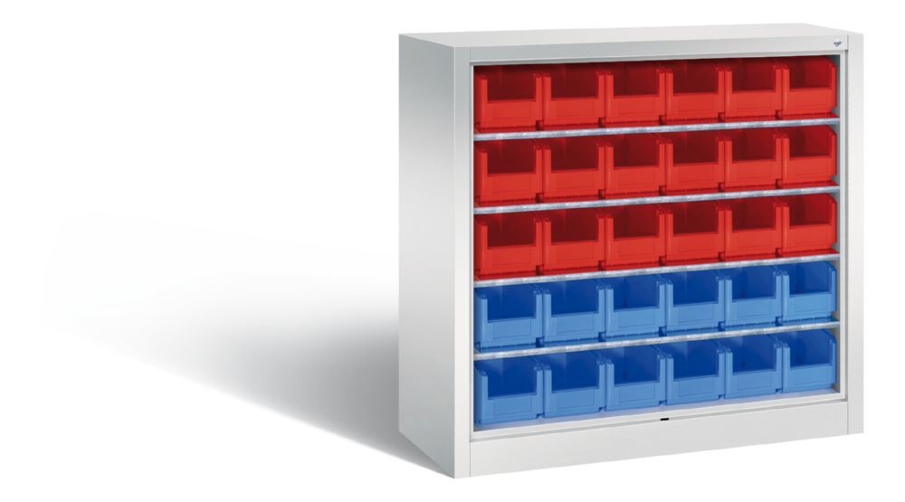 C+P Magazinregal Serie 13 mit 30 Sichtlagerkästen lichtgrau 1000 x 420 x 1000 mm Produktbild C+P Magazinregal Serie 13 mit 30 Sichtlagerkästen lichtgrau 1000 x 420 x 1000 mm