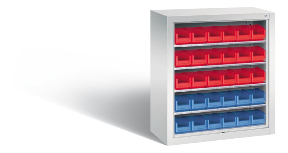 C+P Stahlregal mit 30 Sichtlagerkästen Serie 13 lichtgrau 700 x 300 x 830 mm Produktbild C+P Stahlregal mit 30 Sichtlagerkästen Serie 13 lichtgrau 700 x 300 x 830 mm