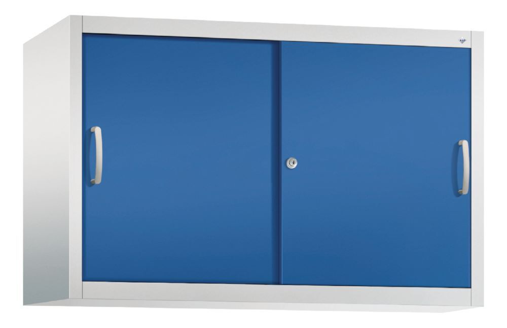 C+P Schiebetürenschrank mit Leichtlaufrollen enzianblau 1200 x 400 x 790 mm Produktbild C+P Schiebetürenschrank mit Leichtlaufrollen enzianblau 1200 x 400 x 790 mm