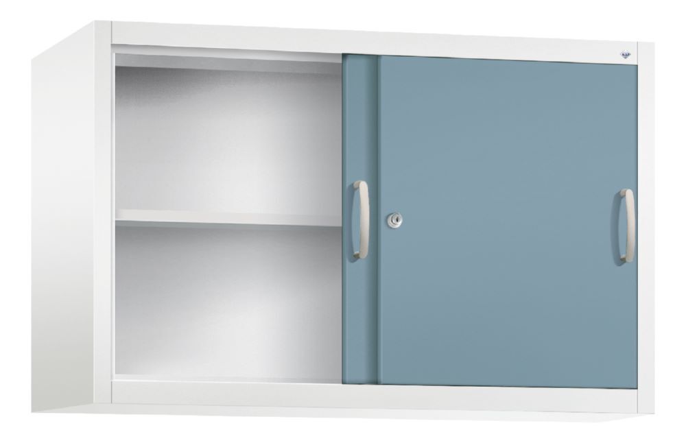 C+P Schiebetürenschrank mit Leichtlaufrollen weiß horizontblau 1200 x 400 x 790 mm Produktbild C+P Schiebetürenschrank mit Leichtlaufrollen weiß horizontblau 1200 x 400 x 790 mm bild 2