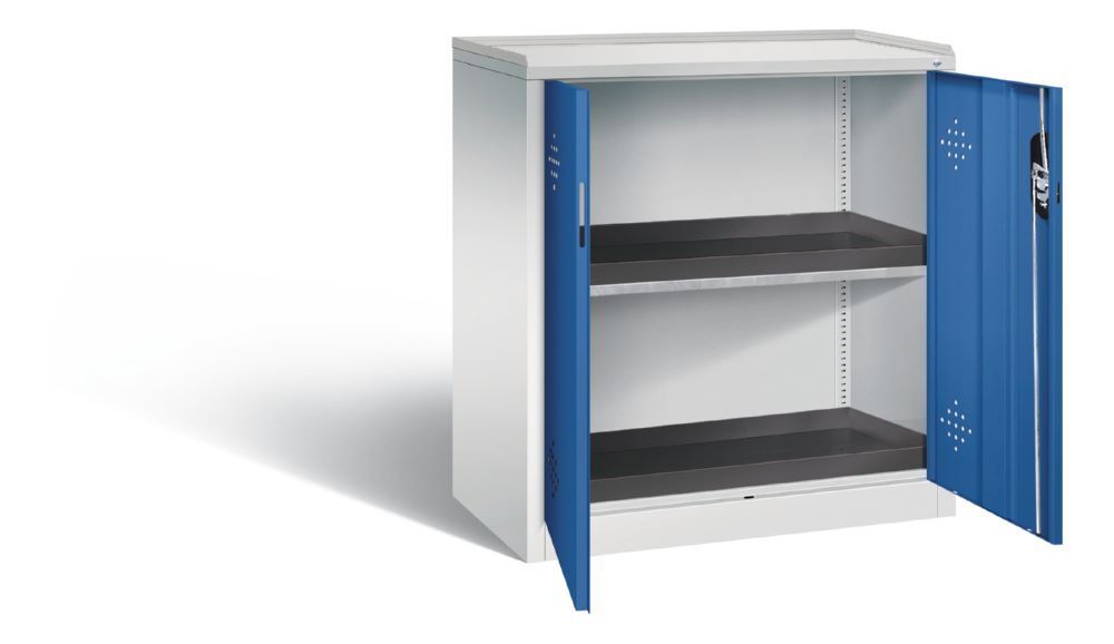 C+P Umweltschrank Serie 89 mit 2 PE Wannen enzianblau 930 x 500 x 1000 mm Produktbild C+P Umweltschrank Serie 89 mit 2 PE Wannen enzianblau 930 x 500 x 1000 mm bild 2
