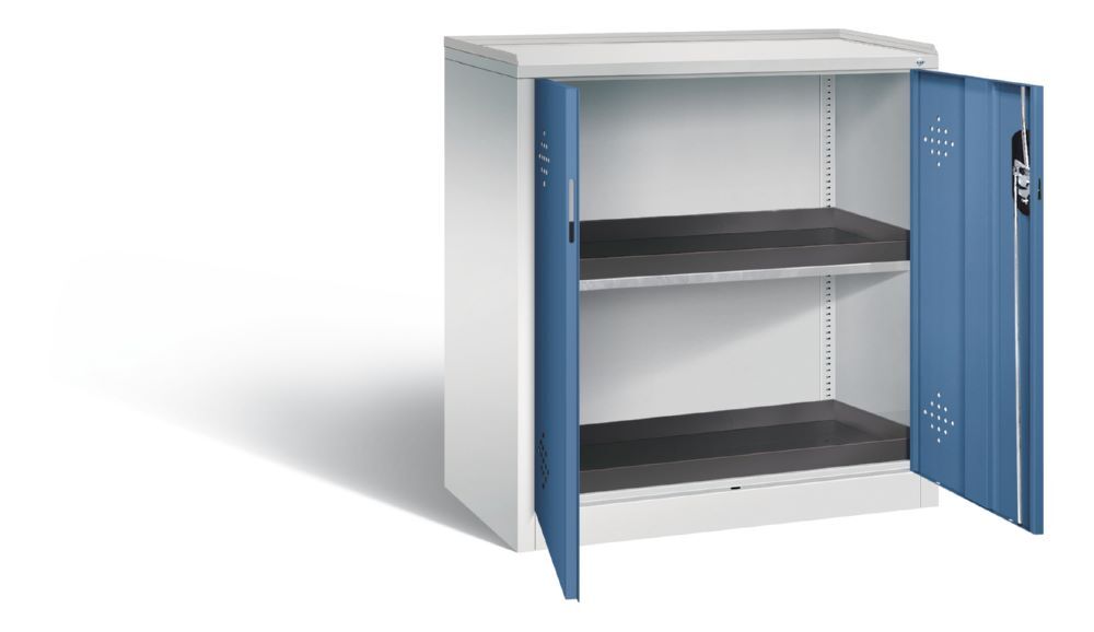 C+P Umweltschrank Serie 89 mit 2 PE Wannen fernblau 930 x 500 x 1000 mm Produktbild C+P Umweltschrank Serie 89 mit 2 PE Wannen fernblau 930 x 500 x 1000 mm bild 2