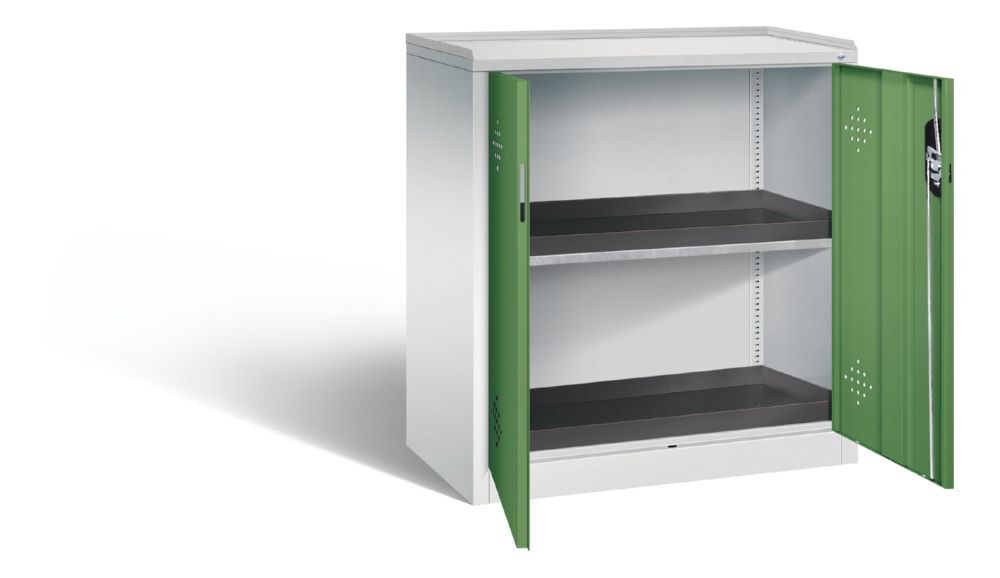 C+P Umweltschrank Serie 89 mit 2 PE Wannen resedagrün 930 x 500 x 1000 mm Produktbild C+P Umweltschrank Serie 89 mit 2 PE Wannen resedagrün 930 x 500 x 1000 mm bild 2