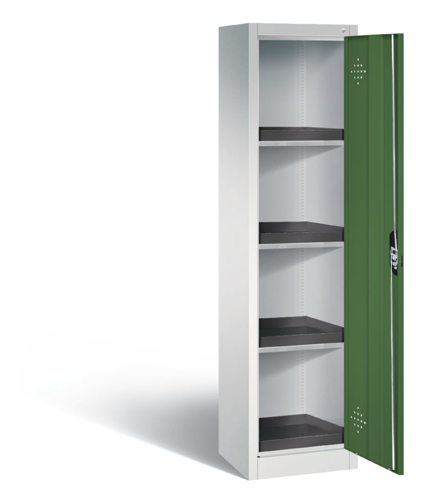 C+P Umweltschrank mit 4 PE Wannen resedagrün 502 x 500 x 1950 mm Produktbild C+P Umweltschrank mit 4 PE Wannen resedagrün 502 x 500 x 1950 mm bild 2