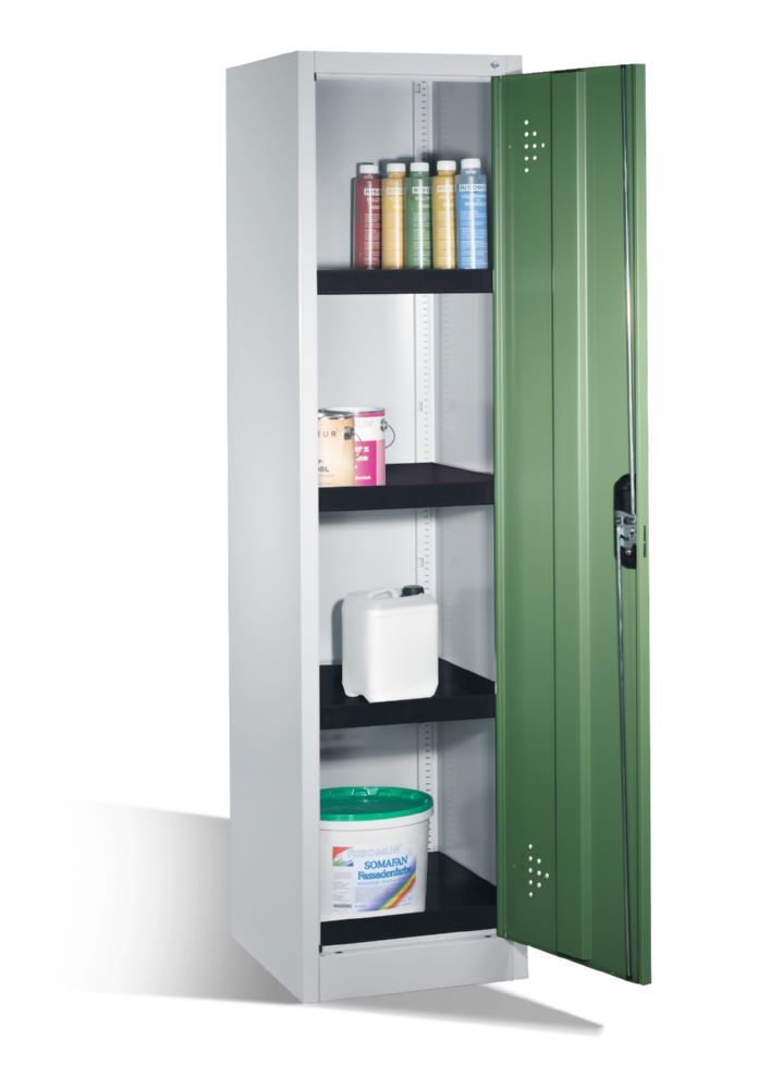 C+P Umweltschrank mit 4 PE Wannen resedagrün 502 x 500 x 1950 mm Produktbild C+P Umweltschrank mit 4 PE Wannen resedagrün 502 x 500 x 1950 mm bild 3