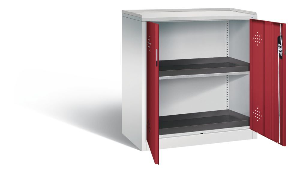 C+P Umweltschrank Serie 89 mit 2 PE Wannen rubinrot 930 x 500 x 1000 mm Produktbild C+P Umweltschrank Serie 89 mit 2 PE Wannen rubinrot 930 x 500 x 1000 mm bild 2