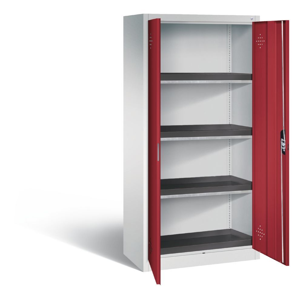 C+P Umweltschrank mit PE Wannen 1950 x 930 x 500 mm lichtgrau rubinrot Produktbild C+P Umweltschrank mit PE Wannen 1950 x 930 x 500 mm lichtgrau rubinrot bild 2
