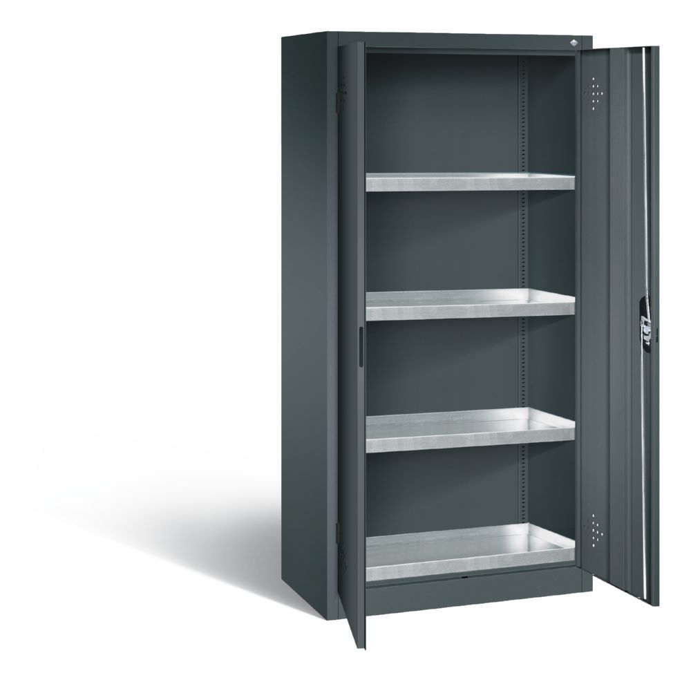 C+P Umweltschrank mit 4 Stahlwannen je 20 Liter anthrazit 930 x 500 x 1950 mm Produktbild C+P Umweltschrank mit 4 Stahlwannen je 20 Liter anthrazit 930 x 500 x 1950 mm