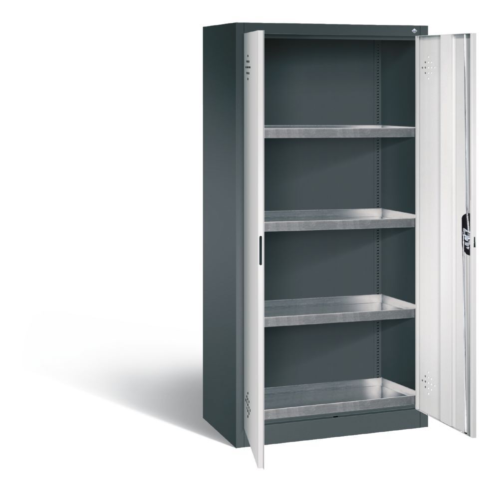 C+P Umweltschrank mit 4 Stahlwannen grau 930 x 500 x 1950 mm Produktbild C+P Umweltschrank mit 4 Stahlwannen grau 930 x 500 x 1950 mm bild 2