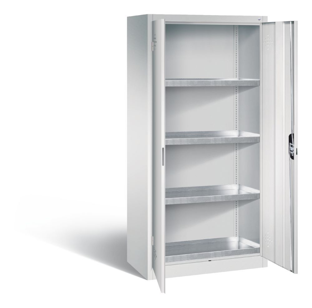 C+P Umweltschrank mit 4 Stahlwannen je 20 Liter lichtgrau 930 x 500 x 1950 mm Produktbild C+P Umweltschrank mit 4 Stahlwannen je 20 Liter lichtgrau 930 x 500 x 1950 mm