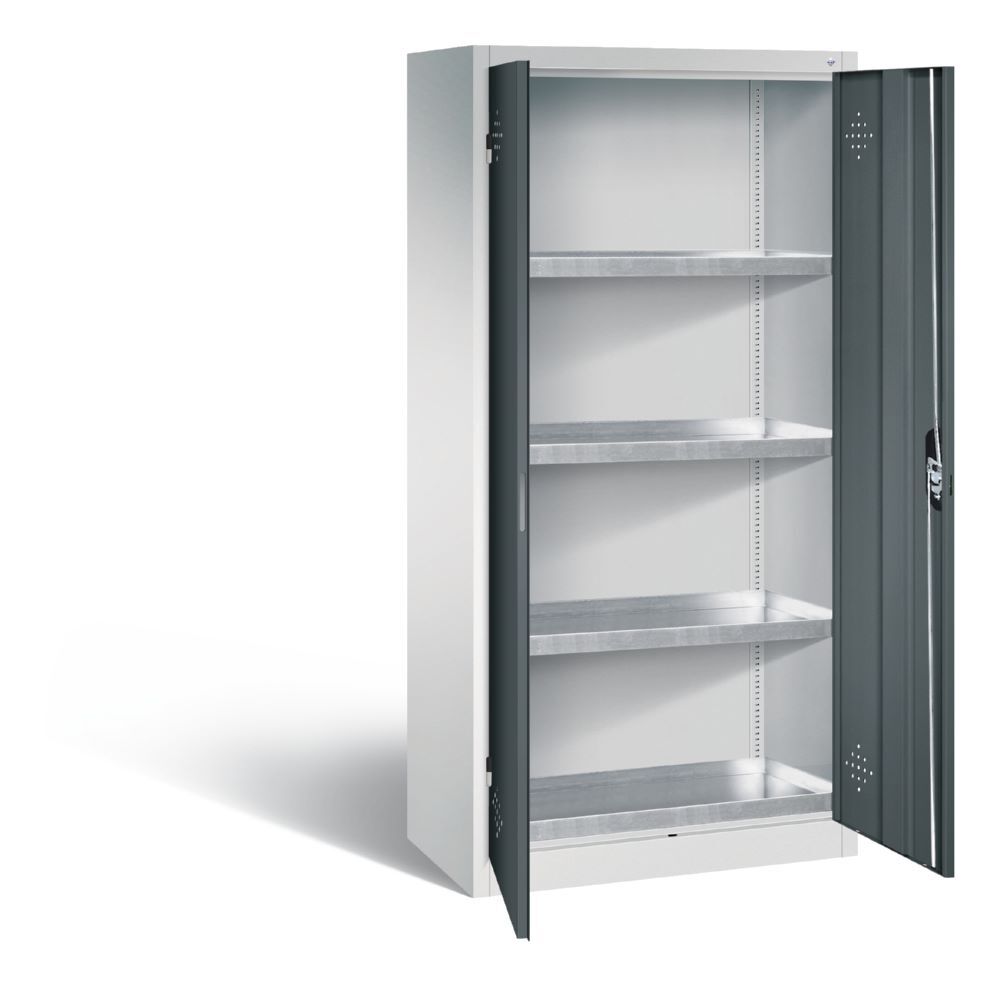 C+P Umweltschrank mit 4 Stahlwannen je 20 Liter anthrazit 930 x 500 x 1950 mm Produktbild C+P Umweltschrank mit 4 Stahlwannen je 20 Liter anthrazit 930 x 500 x 1950 mm