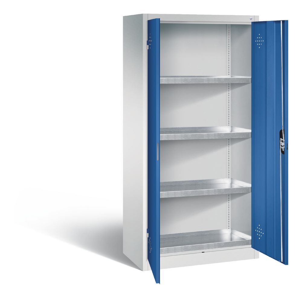 C+P Umweltschrank mit 4 Stahlwannen enzianblau 930 x 500 x 1950 mm Produktbild C+P Umweltschrank mit 4 Stahlwannen enzianblau 930 x 500 x 1950 mm