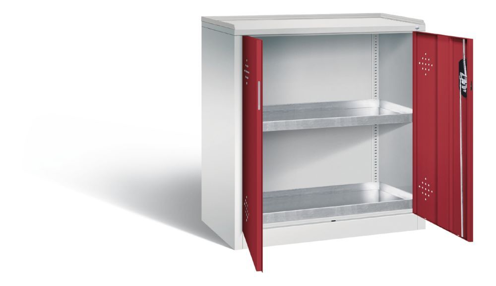 C+P Umweltschrank mit Stahlwannen rubinrot 930 x 500 x 1000 mm Produktbild C+P Umweltschrank mit Stahlwannen rubinrot 930 x 500 x 1000 mm bild 2