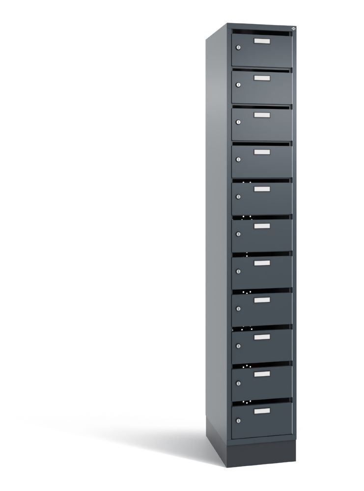 C+P Schmaler Verteilerschrank 11 Fächer in dunkelgrau 320 x 490 x 1950 mm Produktbild C+P Schmaler Verteilerschrank 11 Fächer in dunkelgrau 320 x 490 x 1950 mm