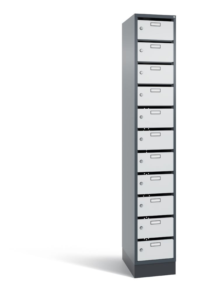 C+P Schmaler Verteilerschrank 11 Fächer lichtgrau anthrazit 320 x 490 x 1950 mm Produktbild C+P Schmaler Verteilerschrank 11 Fächer lichtgrau anthrazit 320 x 490 x 1950 mm