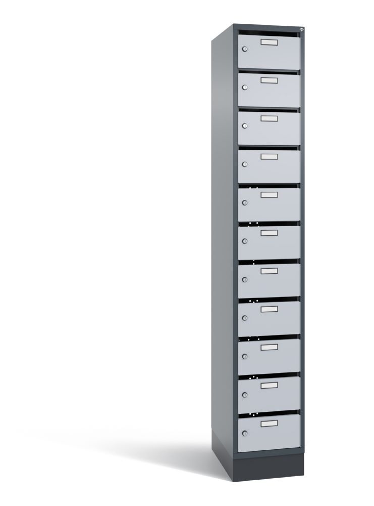 C+P Schmaler Verteilerschrank 11 Fächer in weißalu 320 x 490 x 1950 mm Produktbild C+P Schmaler Verteilerschrank 11 Fächer in weißalu 320 x 490 x 1950 mm