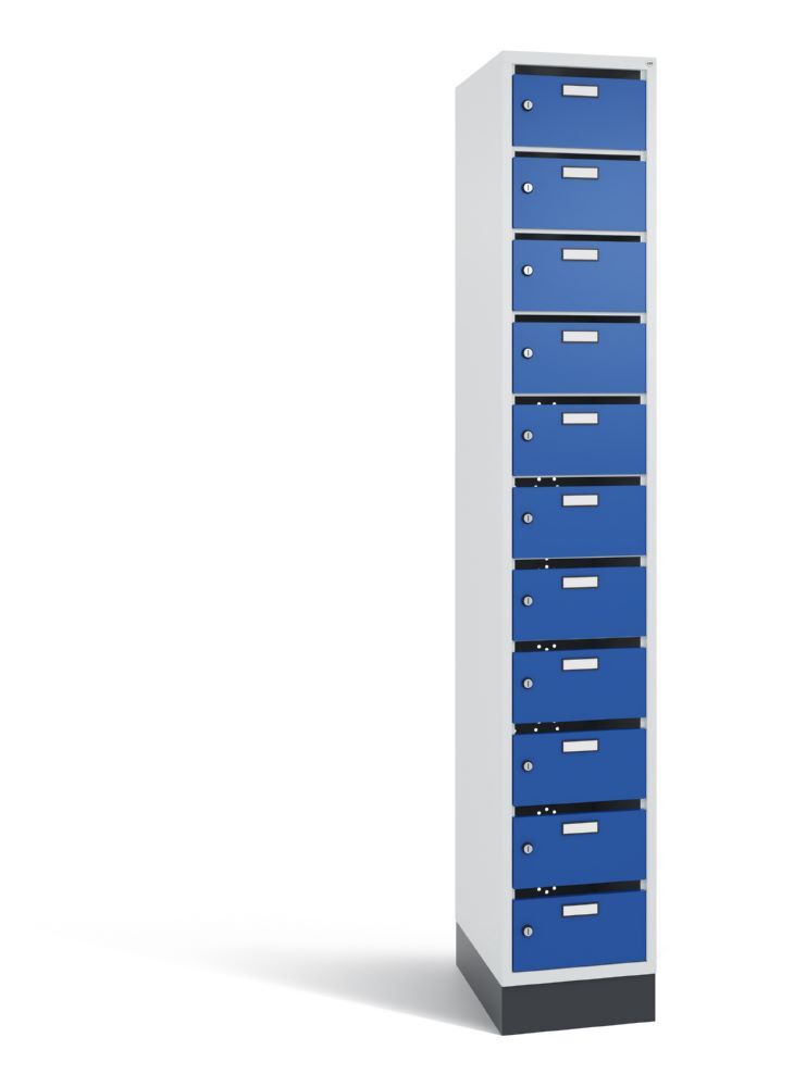 C+P Schmaler Verteilerschrank mit 11 Fächern enzianblau 320 x 490 x 1950 mm Produktbild C+P Schmaler Verteilerschrank mit 11 Fächern enzianblau 320 x 490 x 1950 mm