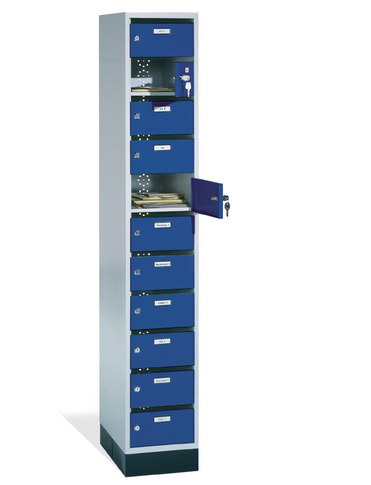 C+P Schmaler Verteilerschrank mit 11 Fächern enzianblau 320 x 490 x 1950 mm Produktbild C+P Schmaler Verteilerschrank mit 11 Fächern enzianblau 320 x 490 x 1950 mm bild 2