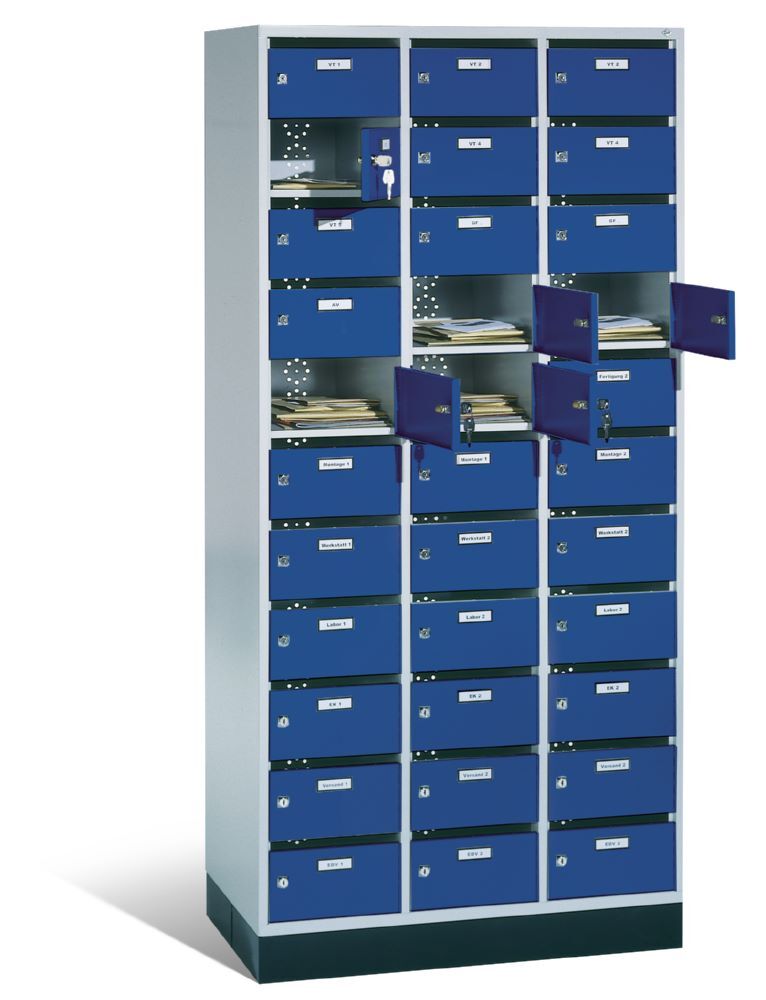 C+P Verteilerschrank 33 Fächer 1950 x 920 x 490 mm lichtgrau enzianblau Produktbild C+P Verteilerschrank 33 Fächer 1950 x 920 x 490 mm lichtgrau enzianblau bild 2