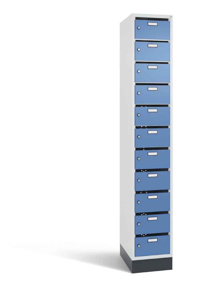 C+P Schmaler Verteilerschrank 11 Fächer fernblau grau 320 x 490 x 1950 mm Produktbild C+P Schmaler Verteilerschrank 11 Fächer fernblau grau 320 x 490 x 1950 mm