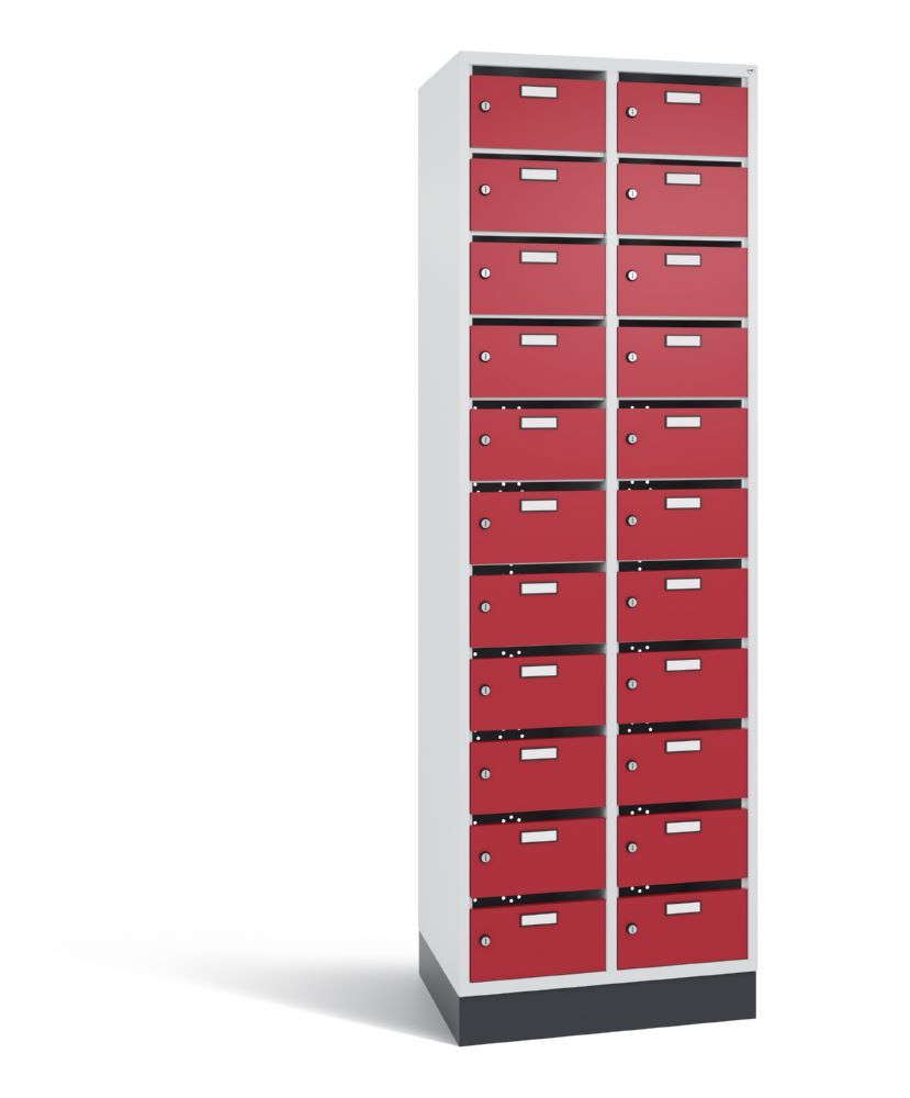 C+P Verteilerschrank 22 Fächer 1950 x 620 x 490 mm lichtgrau rubinrot Produktbild C+P Verteilerschrank 22 Fächer 1950 x 620 x 490 mm lichtgrau rubinrot