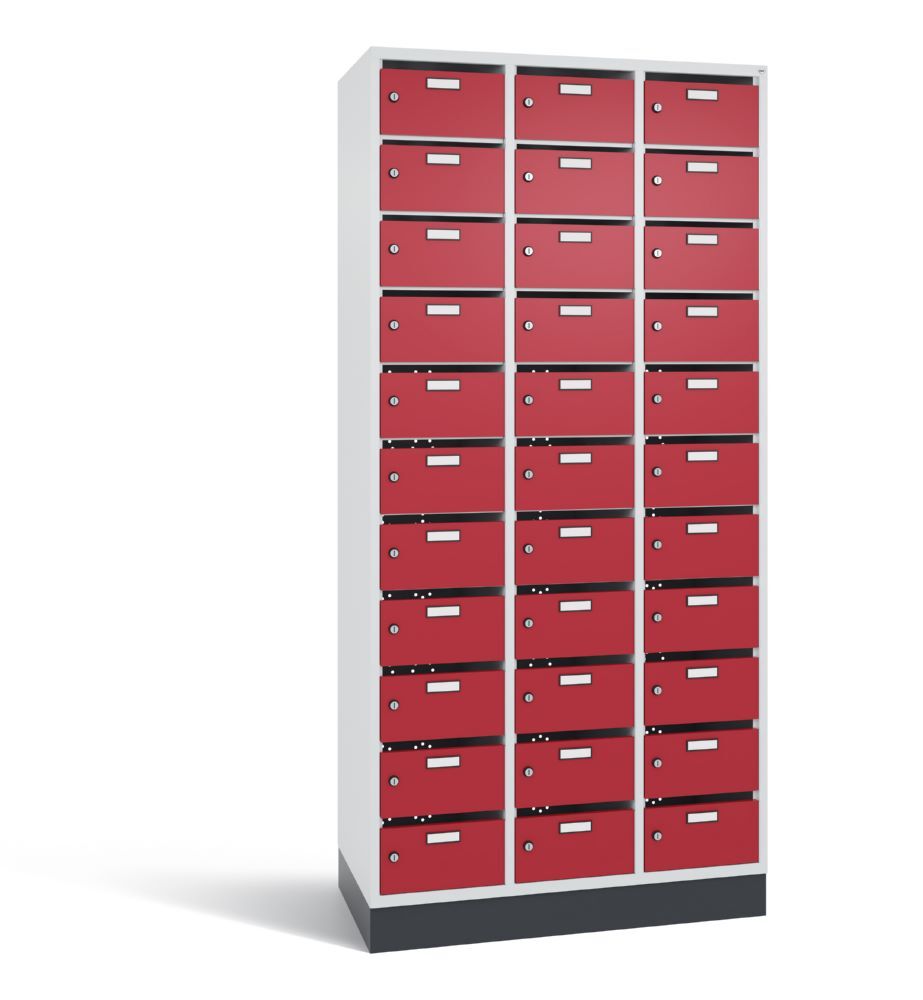 C+P Verteilerschrank 33 Fächer 1950 x 920 x 490 mm lichtgrau rubinrot Produktbild C+P Verteilerschrank 33 Fächer 1950 x 920 x 490 mm lichtgrau rubinrot