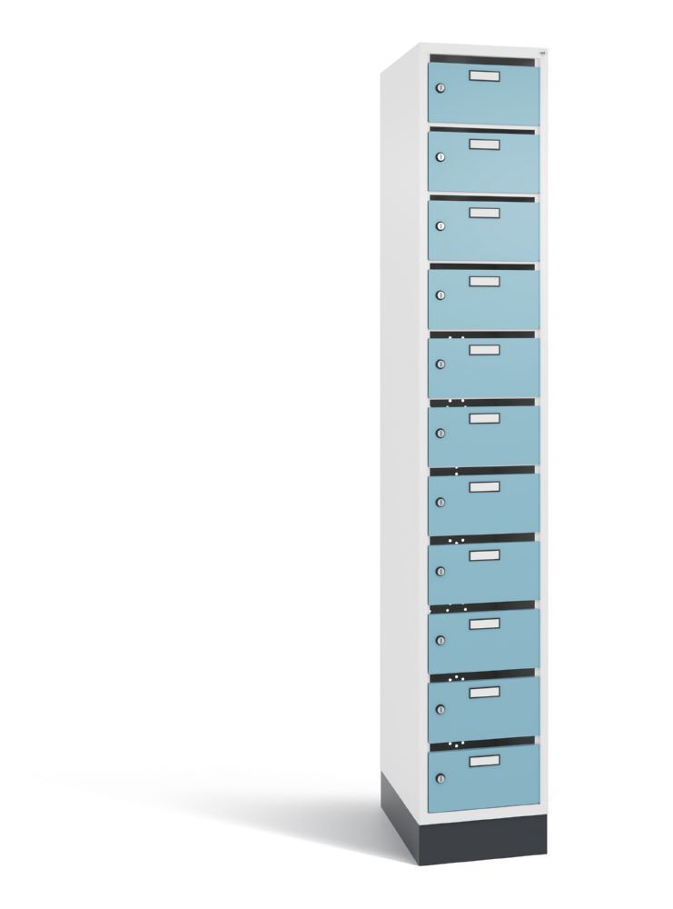 C+P Verteilerschrank 11 Fächer 1950 x 320 x 490 mm weiß horizontblau Produktbild C+P Verteilerschrank 11 Fächer 1950 x 320 x 490 mm weiß horizontblau