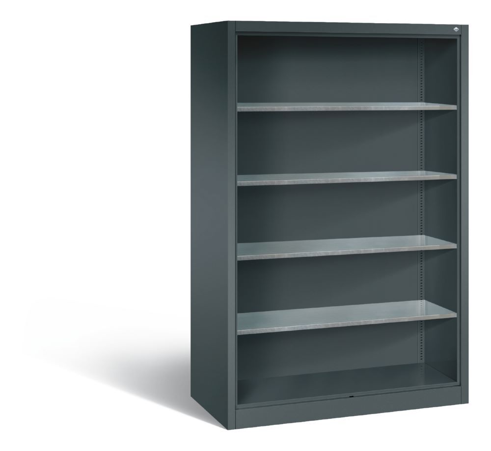 C+P Werkstattregal mit Rückwand und Stahlfächer anthrazit 1200 x 600 x 1950 mm Produktbild C+P Werkstattregal mit Rückwand und Stahlfächer anthrazit 1200 x 600 x 1950 mm