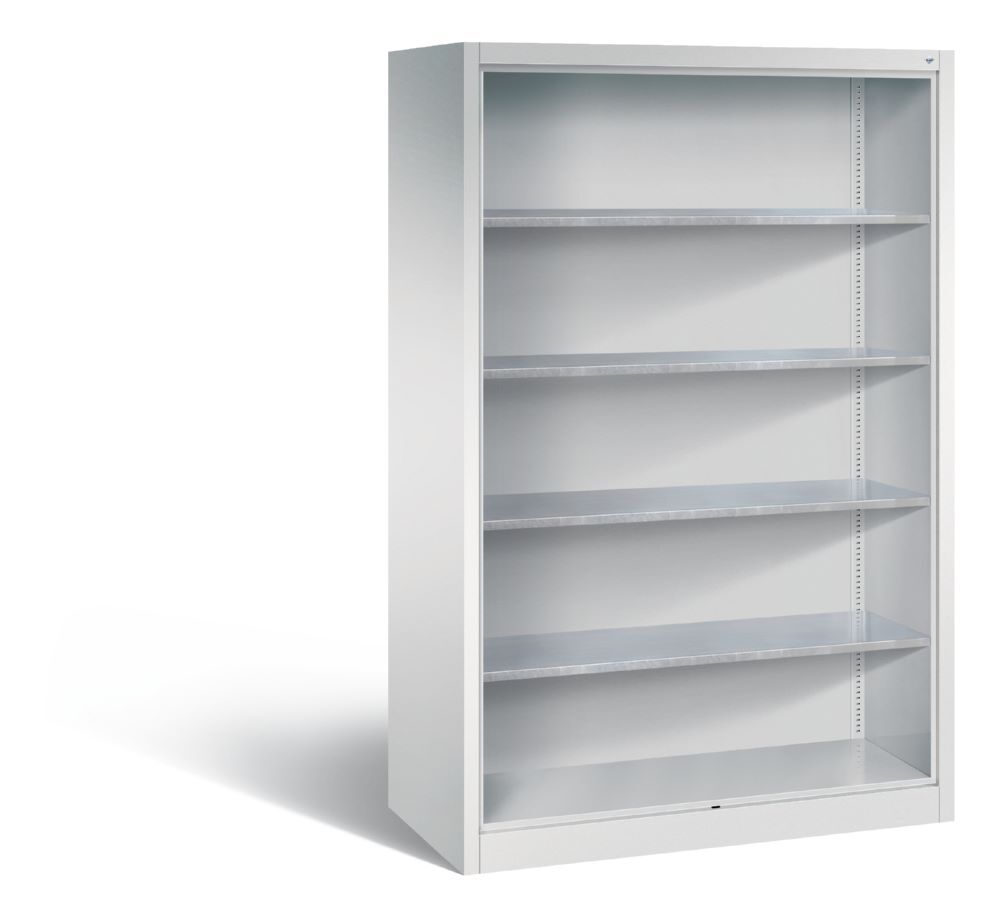 C+P Werkstattregal mit Rückwand und Stahlfächer lichtgrau 1200 x 600 x 1950 mm Produktbild C+P Werkstattregal mit Rückwand und Stahlfächer lichtgrau 1200 x 600 x 1950 mm