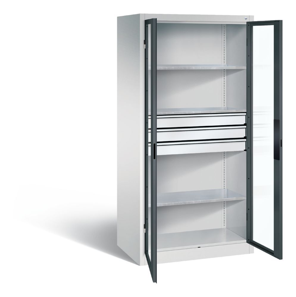 C+P Werkstattschrank Serie 89 Fenster und Schubladen H 1950 x B 930 x T 600 mm Produktbild C+P Werkstattschrank Serie 89 Fenster und Schubladen H 1950 x B 930 x T 600 mm bild 2
