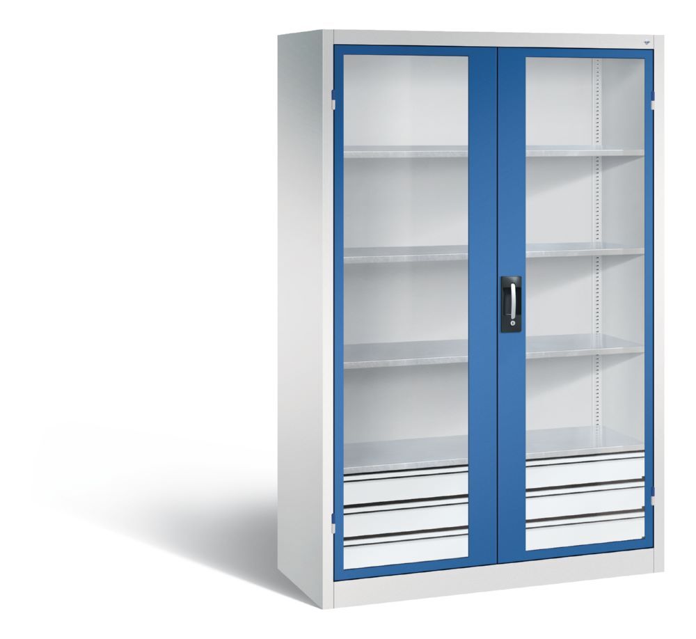 C+P Werkstattschrank mit Fenster und Schubladen H 1950 x B 1200 x T 500 mm Produktbild C+P Werkstattschrank mit Fenster und Schubladen H 1950 x B 1200 x T 500 mm