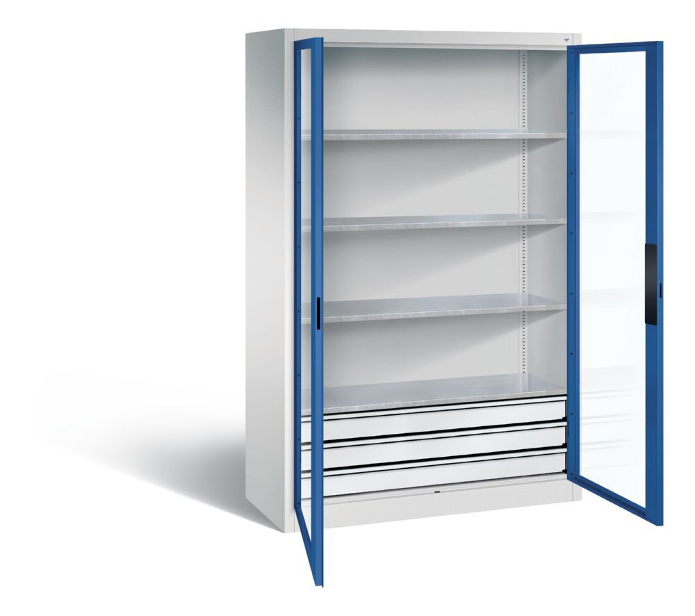 C+P Werkstattschrank mit Fenster und Schubladen H 1950 x B 1200 x T 500 mm Produktbild C+P Werkstattschrank mit Fenster und Schubladen H 1950 x B 1200 x T 500 mm bild 2