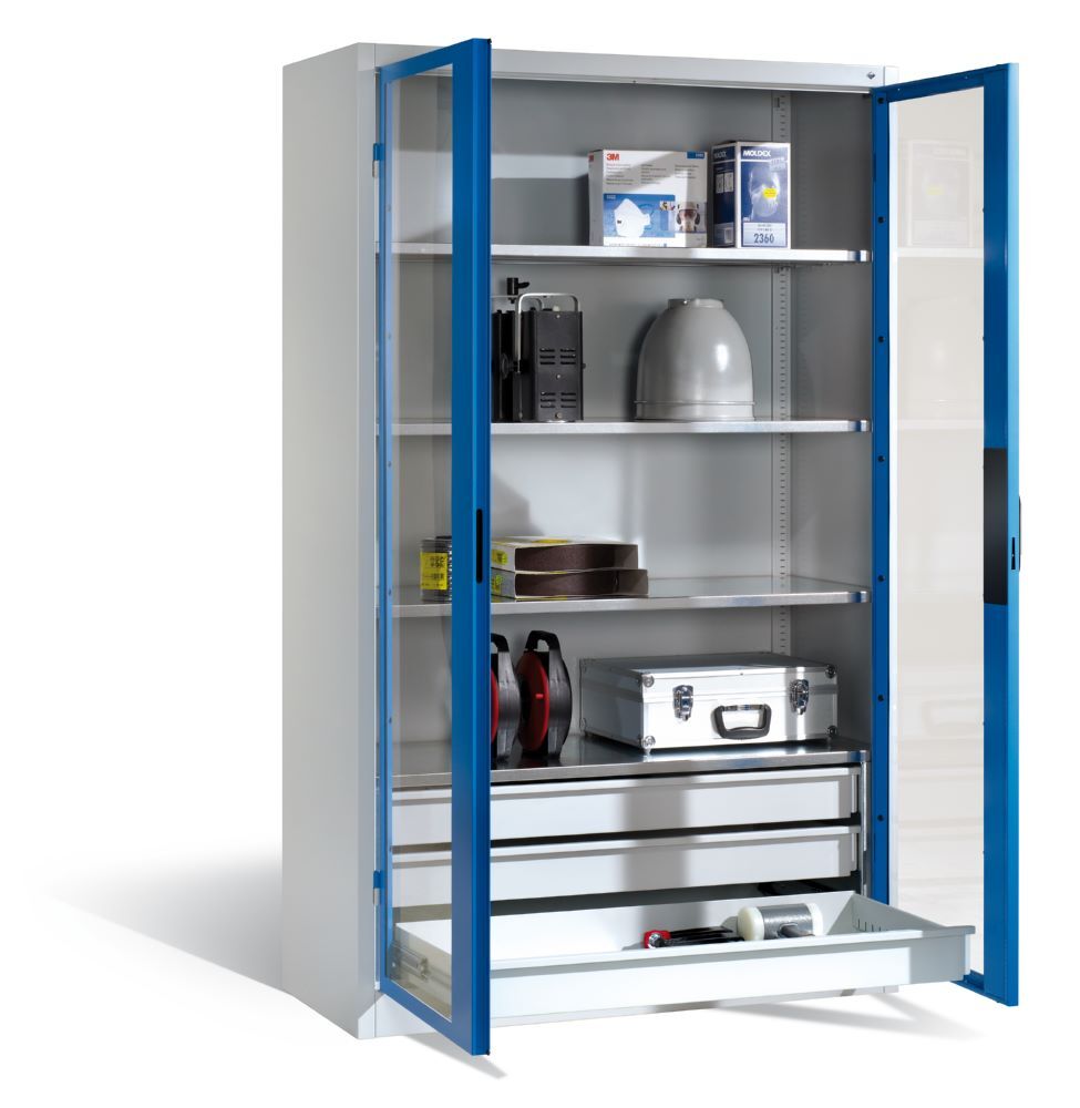 C+P Werkstattschrank mit Fenster und Schubladen H 1950 x B 1200 x T 500 mm Produktbild C+P Werkstattschrank mit Fenster und Schubladen H 1950 x B 1200 x T 500 mm bild 3