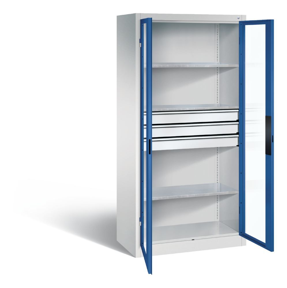 C+P Werkstattschrank Serie 89 H 1950 x B 930 x T 500 mm lichtgrau enzianblau Produktbild C+P Werkstattschrank Serie 89 H 1950 x B 930 x T 500 mm lichtgrau enzianblau bild 2