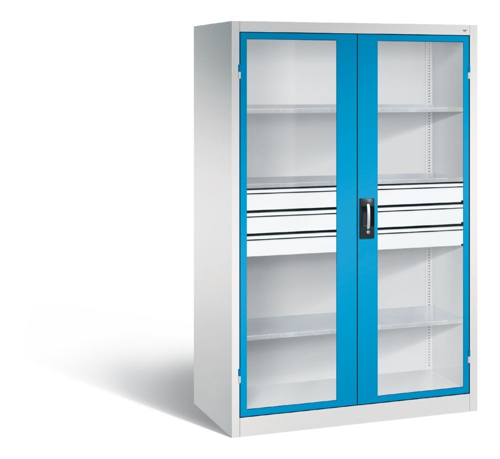 C+P Werkstattschrank mit Fenster und Schubladen H 1950 x B 1200 x T 600 mm Produktbild C+P Werkstattschrank mit Fenster und Schubladen H 1950 x B 1200 x T 600 mm