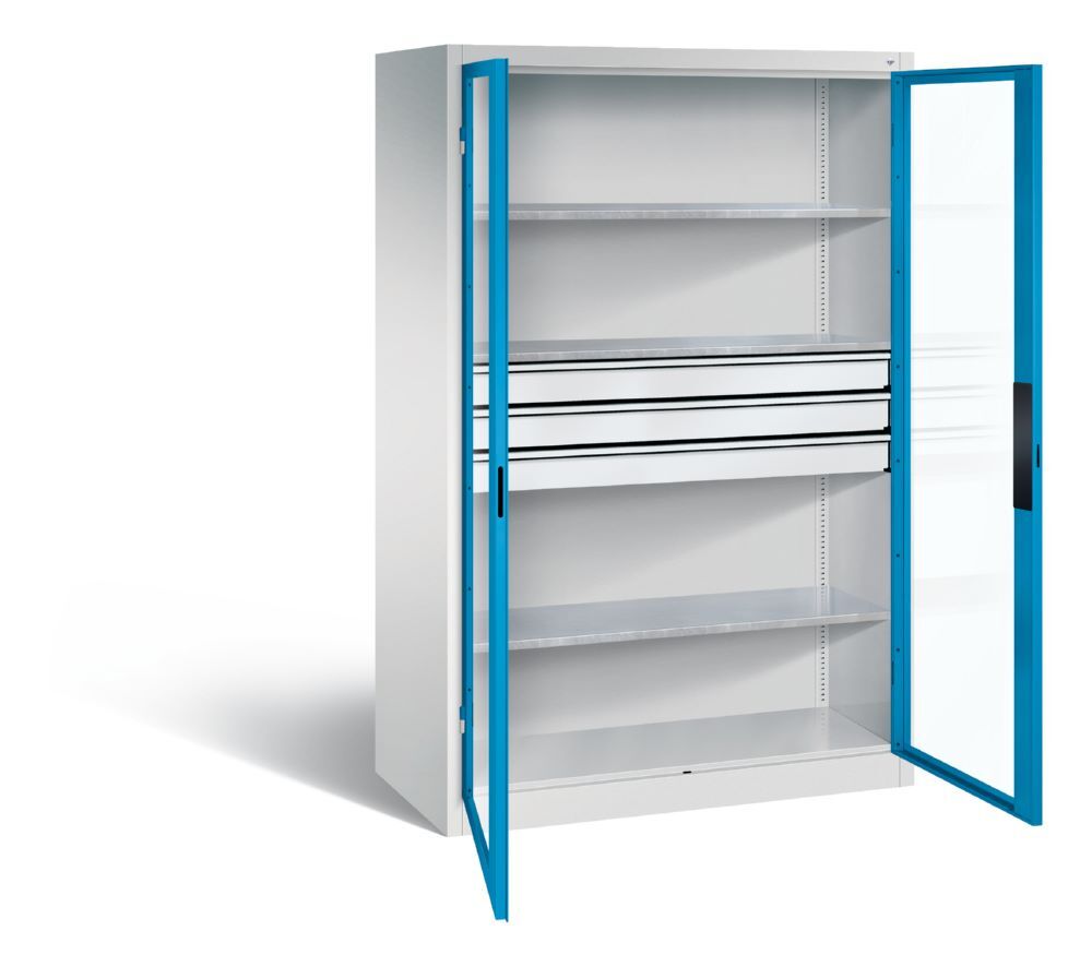 C+P Werkstattschrank mit Fenster und Schubladen H 1950 x B 1200 x T 600 mm Produktbild C+P Werkstattschrank mit Fenster und Schubladen H 1950 x B 1200 x T 600 mm bild 2