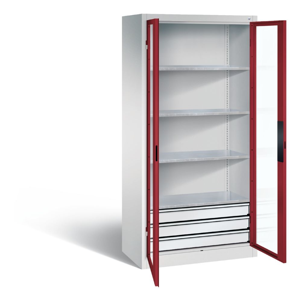 C+P Werkstattschrank Serie 89 mit Fenster und Schubladen 1950 x 930 x 500 mm Produktbild C+P Werkstattschrank Serie 89 mit Fenster und Schubladen 1950 x 930 x 500 mm bild 2