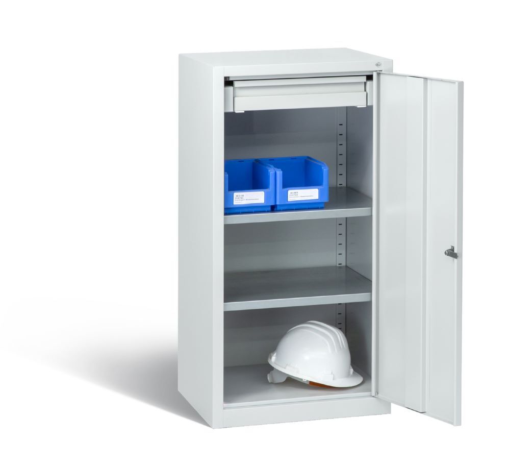 C+P Werkstattschrank mit Fächerböden lichtgrau 500 x 500 x 1000 mm C+P Werkstattschrank mit Fächerböden lichtgrau 500 x 500 x 1000 mm