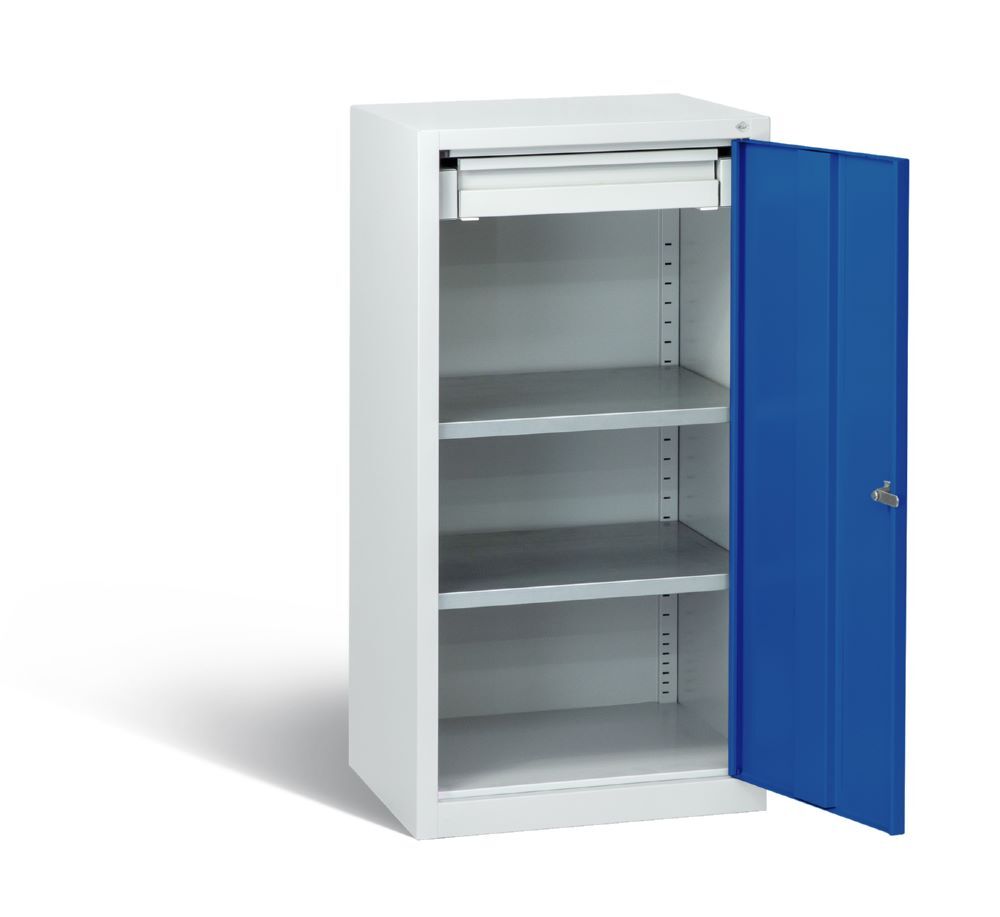 C+P Werkstattschrank mit Fächerböden lichtgrau enzianblau 500 x 500 x 1000 mm Produktbild C+P Werkstattschrank mit Fächerböden lichtgrau enzianblau 500 x 500 x 1000 mm