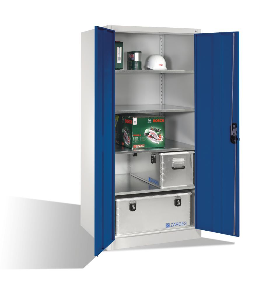 C+P Werkstattschrank 4 verzinkte Fachböden enzianblau 930 x 800 x 1950 mm Produktbild C+P Werkstattschrank 4 verzinkte Fachböden enzianblau 930 x 800 x 1950 mm bild 3