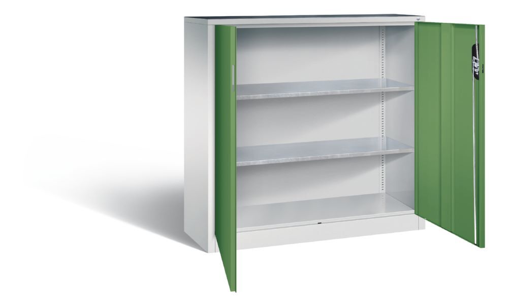 C+P Werkstattschrank 2 flexible Fachböden resedagrün 1200 x 400 x 1200 mm Produktbild C+P Werkstattschrank 2 flexible Fachböden resedagrün 1200 x 400 x 1200 mm bild 2