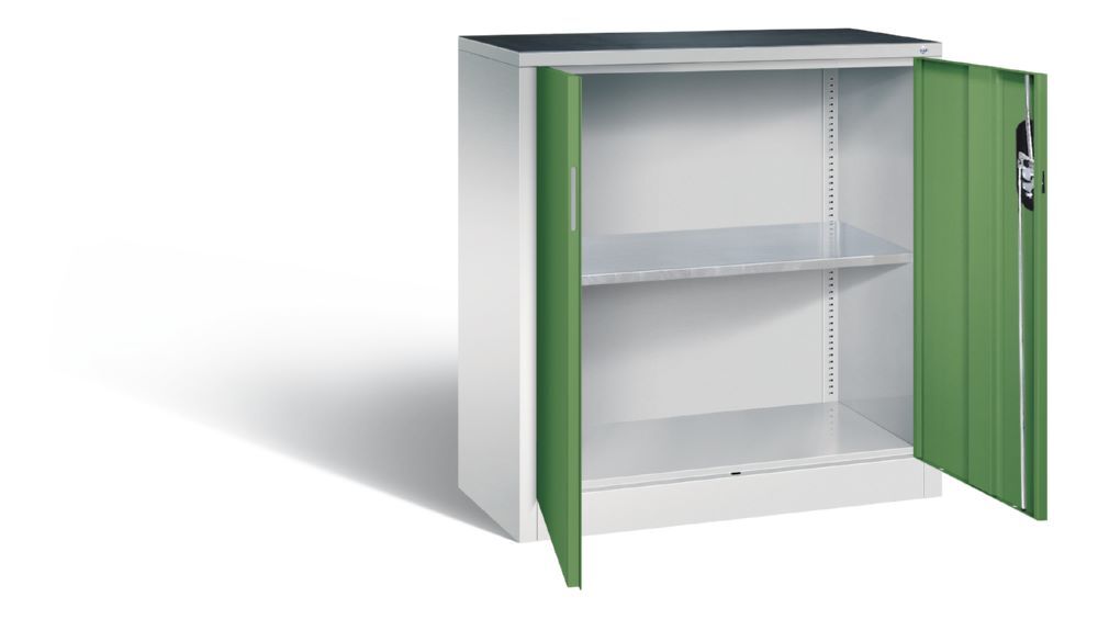 C+P Werkstattschrank mit Zylinderschloss resedagrün 930 x 400 x 1000 mm Produktbild C+P Werkstattschrank mit Zylinderschloss resedagrün 930 x 400 x 1000 mm bild 2