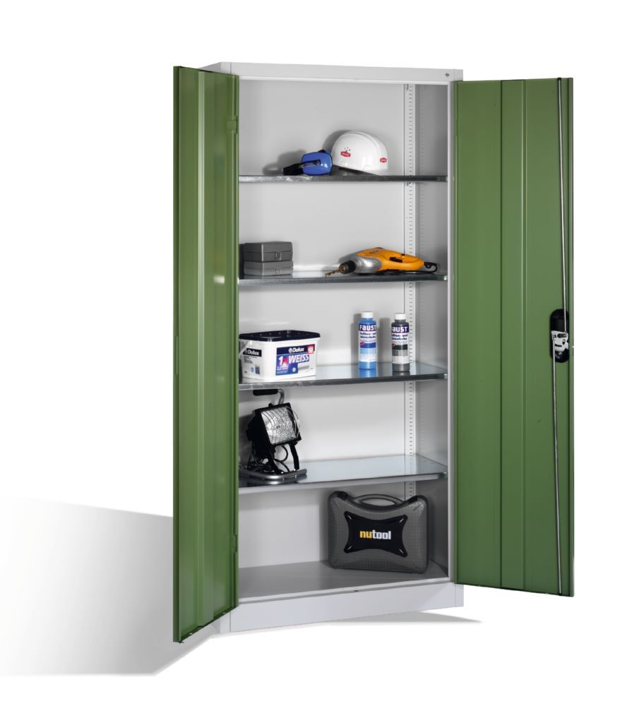 C+P Werkstattschrank Flügeltüren in resedagrün 930 x 400 x 1950 mm Produktbild C+P Werkstattschrank Flügeltüren in resedagrün 930 x 400 x 1950 mm bild 3