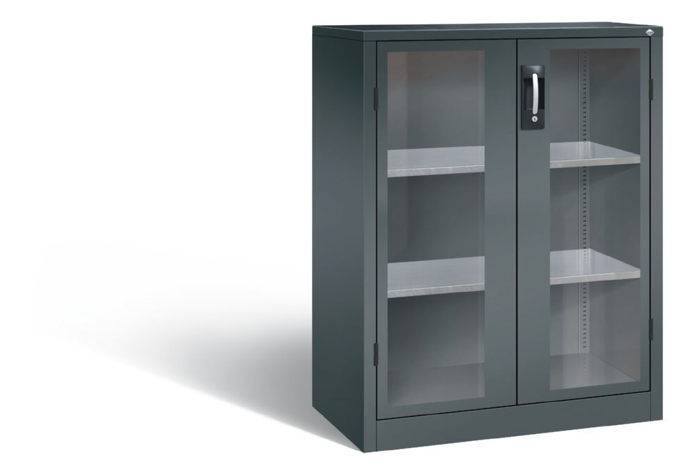 C+P Werkstattschrank aus Stahl mit Fenstertüren dunkelgrau 930 x 500 x 1200 mm Produktbild C+P Werkstattschrank aus Stahl mit Fenstertüren dunkelgrau 930 x 500 x 1200 mm